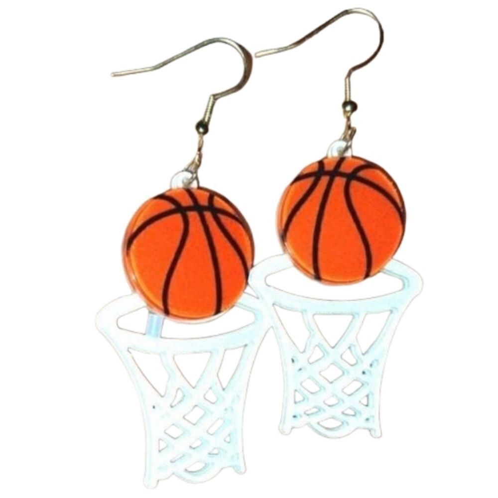 Super cute basketball and hoop earrings